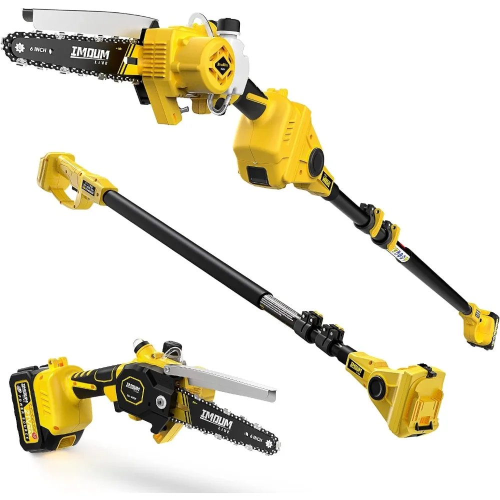 

2-IN-1 Cordless Pole Saw & Mini Chainsaw, Brushless Chainsaw, 6.9 LB Lightweight, 21V 3.0Ah Li-ion Battery, 6" Cutting