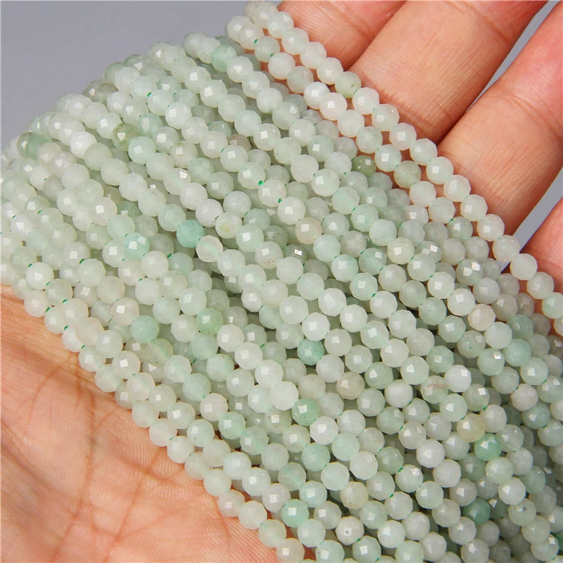 Small Green Natural Stone Faceted Beads