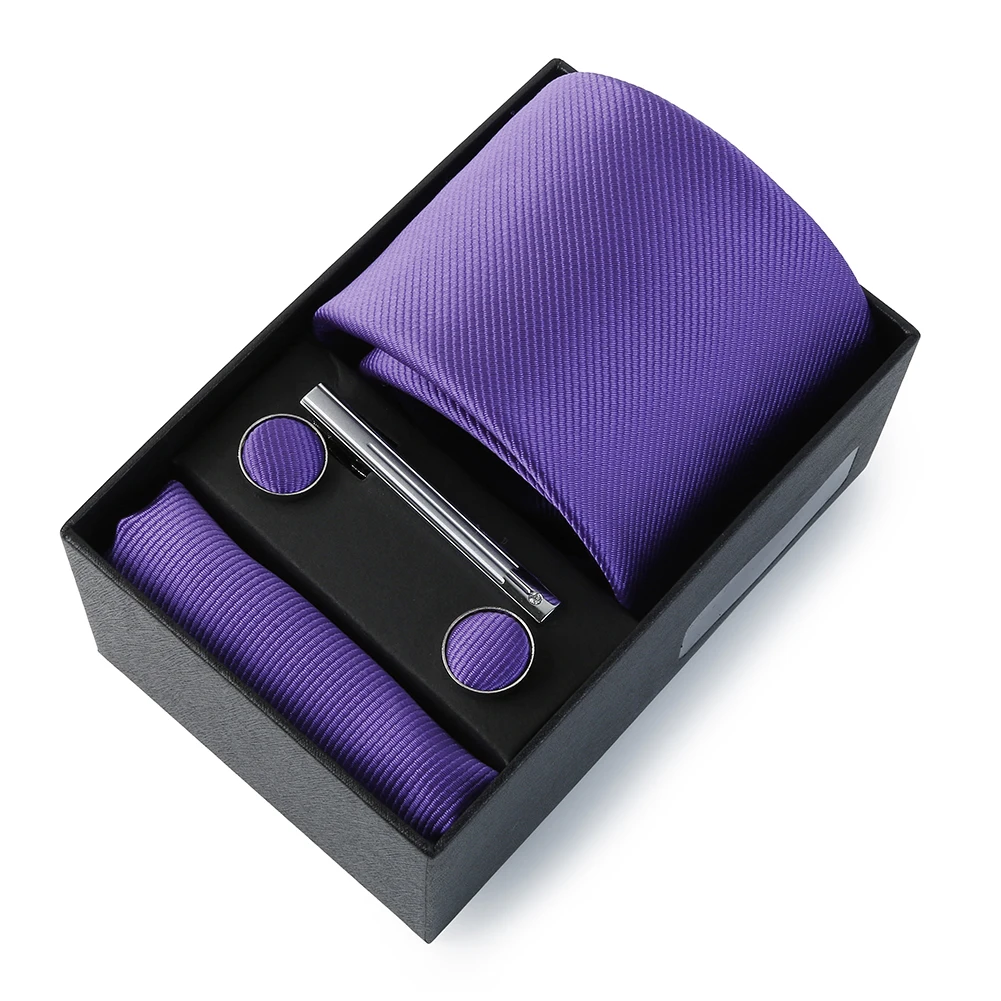 Hochzeit Männer Krawatte Einfarbig Seide Krawatte Einstecktuch Geschenk Box Set Luxus Designer Krawatte Für Männer Männlich Gravat Hochzeit Zubehör – Detail 13