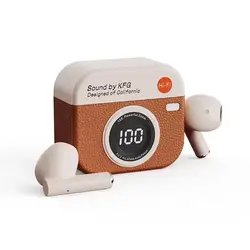 Bluetooth 5.3 Wireless HiFi Headphones with Power LED Display and 24 - Hour Battery Life (Orange)