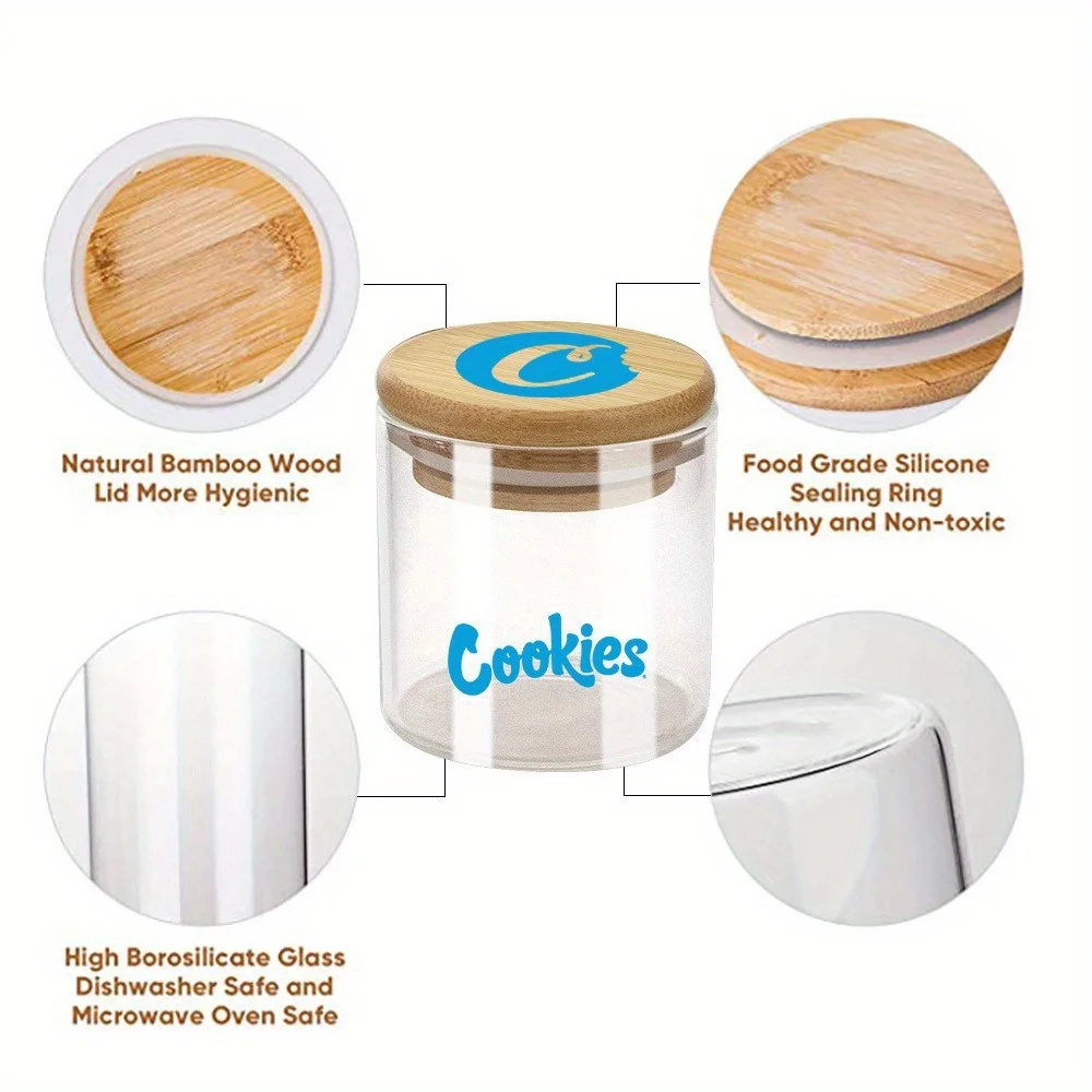 Glass Storage Jars with Airtight Bamboo Lid for Serving Tea Coffee Spice Candy Cookie