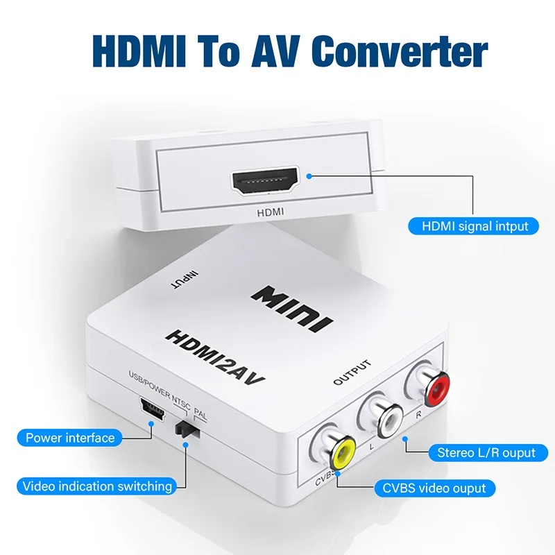 AV RCA to HDMI/ HDMI TO AV Composite Converter 1080P CVSB Multi out Cable Adapter For PS2 PS 2 3 4 5 TV Box HD Video Wires