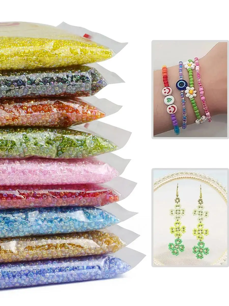 450g 2mm 3mm ab Farbe Charme tschechische transparente Glasperlen DIY Armband Spacer lose Perlen für Schmuck herstellung Zubehör – Detail 3