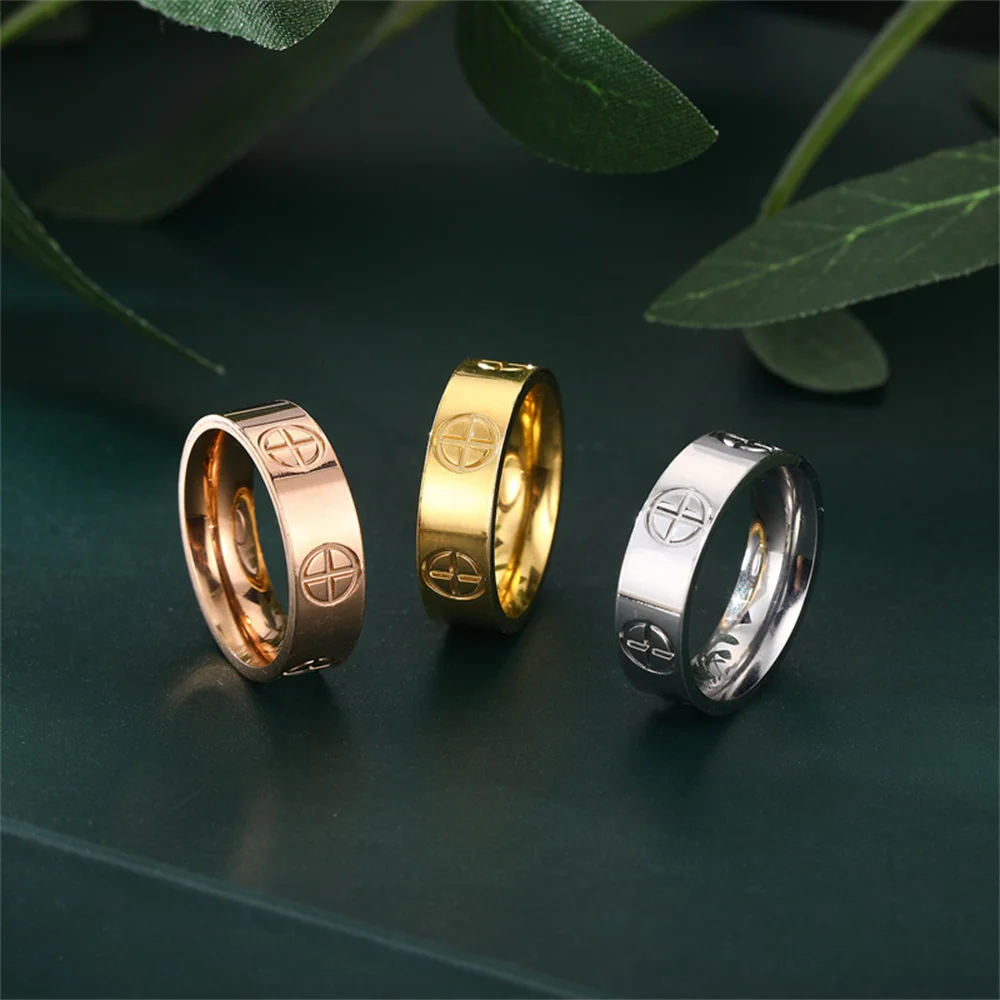 Gold Color Rings Stainless Steel Ring Finger Ring Gold Color Ring Wedding Rings Wedding Ring Fashion Classic Cross Stainless Steel Rings For Women Men Gold Color Luxury Jewelry Wedding Gift