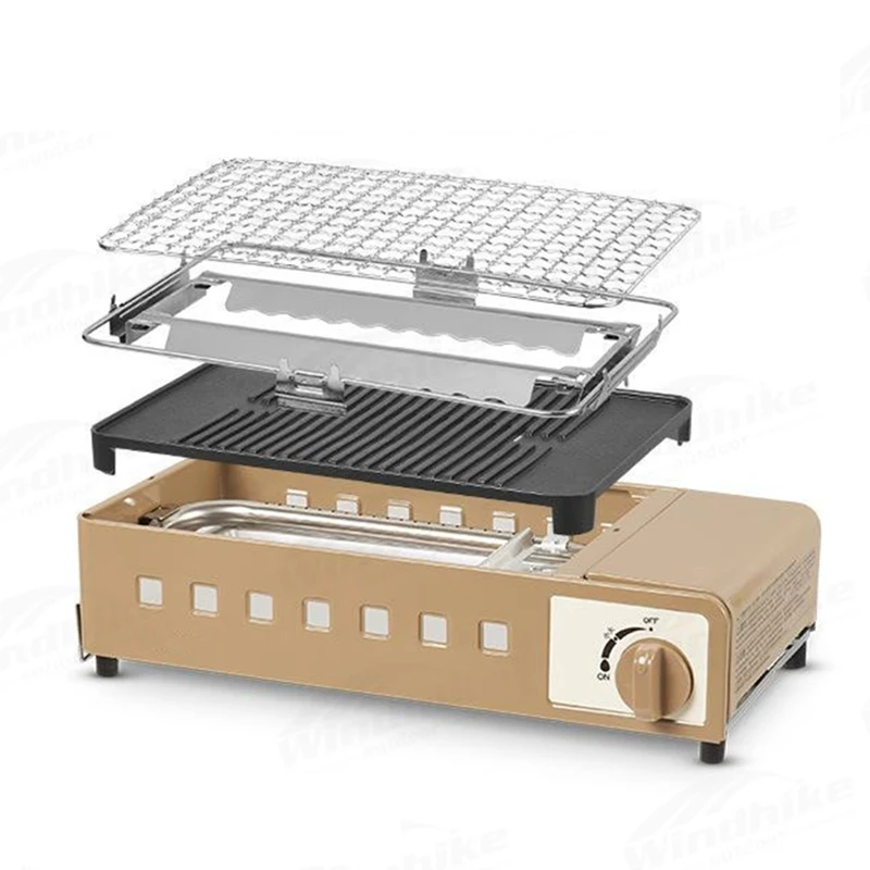 

Portable Picnic Gas Stove Multifunctional Camping BBQ Cooking High-Power 23000W Frying Pan Barbecue Grill Furnace