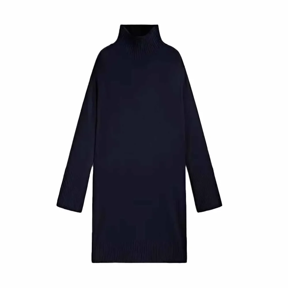 

Women's Autumn 2023 New Chic Fashion Joker Knit Dress Retro High-necked Long-sleeved Women's Dress Vestidos Mujer