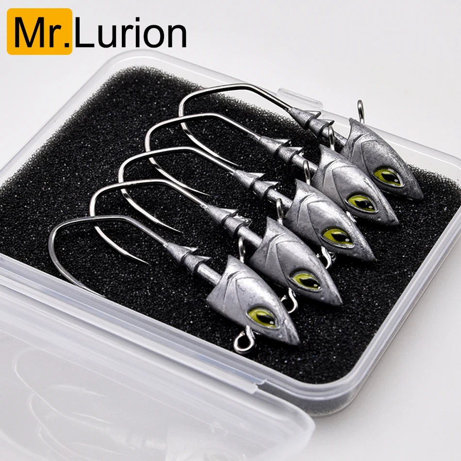 5 hameçons jigging tête triangle 14g à 42g avec yeux 3D - Matériel pêche mer gros poissons