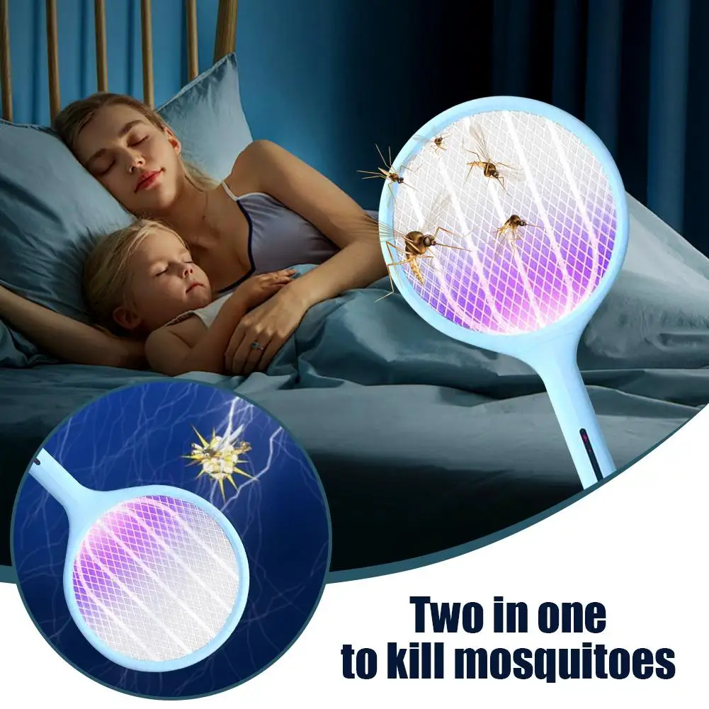 

Household Electric Mosquito Swatter Safe Rotatable Mosquito Swatter Mosquito Killer Two-in-one Foldable Rechargeable Fly E4a9