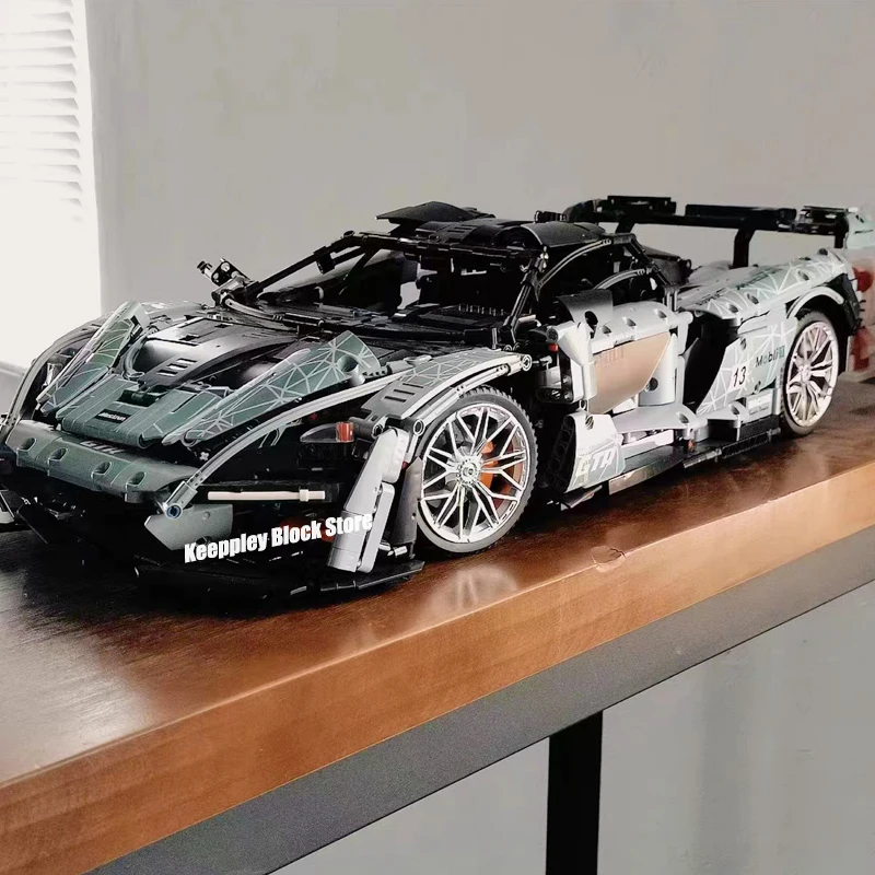 

MOC, 1:8, оранжевый, синий, Senna, технический кирпич, городской Супер Скоростной, спортивный гоночный автомобиль, модель, строительная деталь, подарок для ребенка
