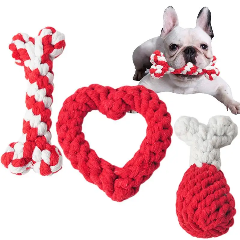 

3pcs Pet Dog Toys Interactive Cotton Rope Mini Dog Toys Ball For Dogs Accessories Toothbrush Puppy Toy Chewing Toy Stress relief