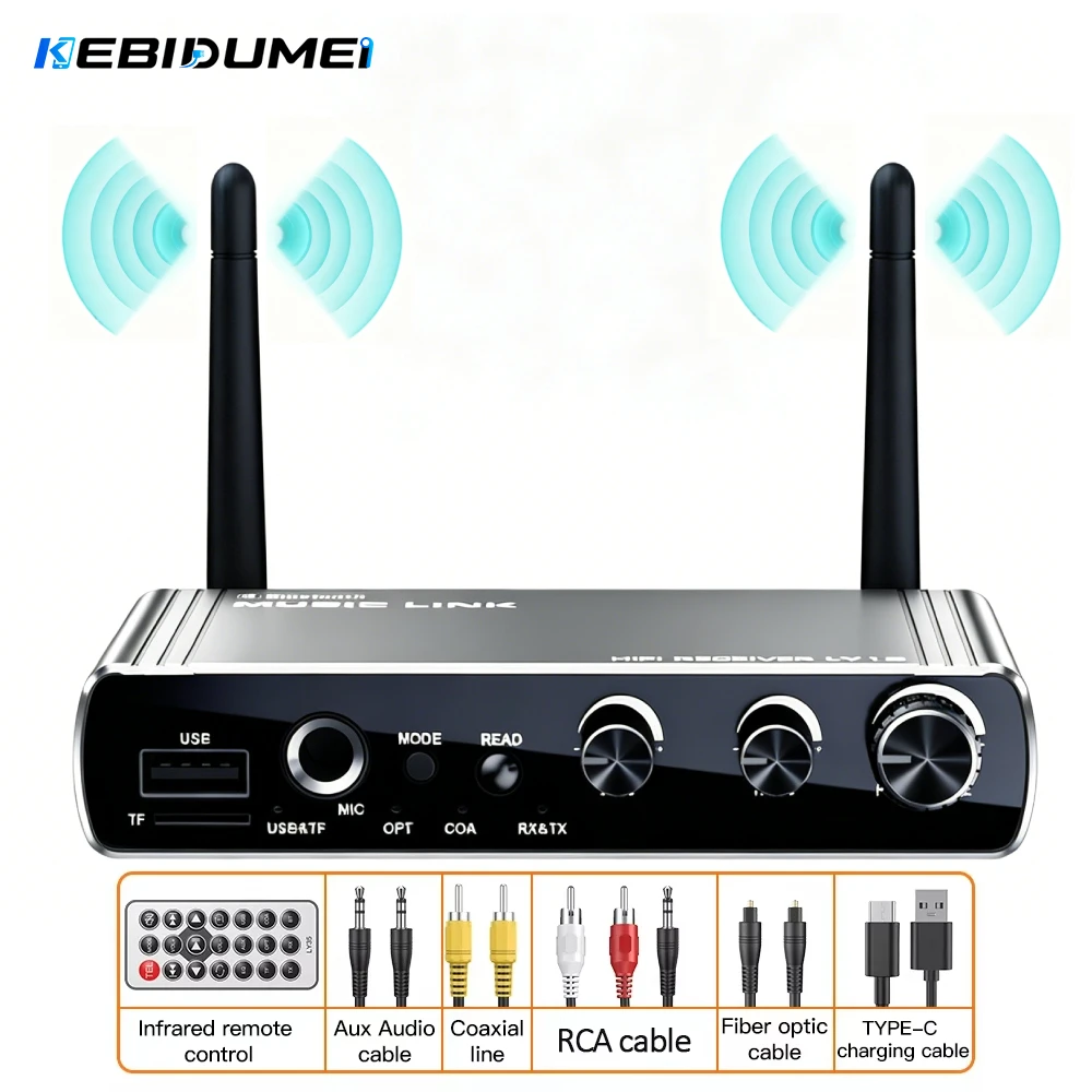 KEBIDUMEI 블루투스 5.4 송신기 수신기 3.5mm 광 동축 무선 음악 오..