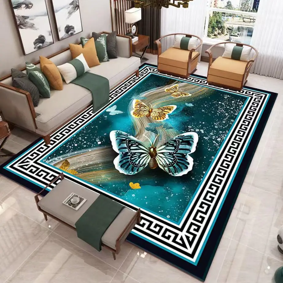 Plush Rug Decorative Carpet Plush Carpet Home Fashion Modern European Retro Rugs Dream Color Butterfly Living Room Bedroom Kitchen Carpet Floor Mat