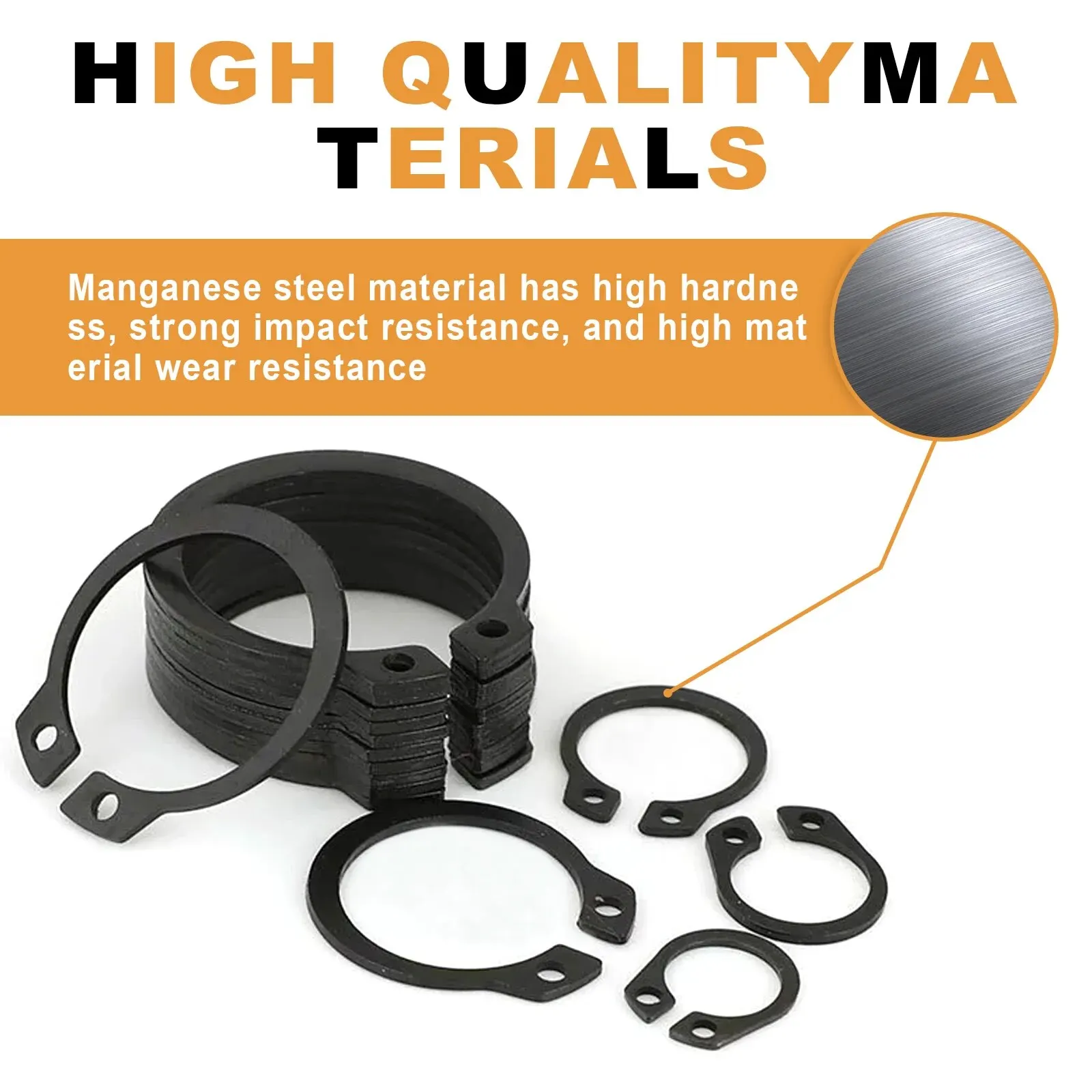 200PCs Manganese Steel External Clasp Set 8 Sizes for Mechanical Maintenance Repair