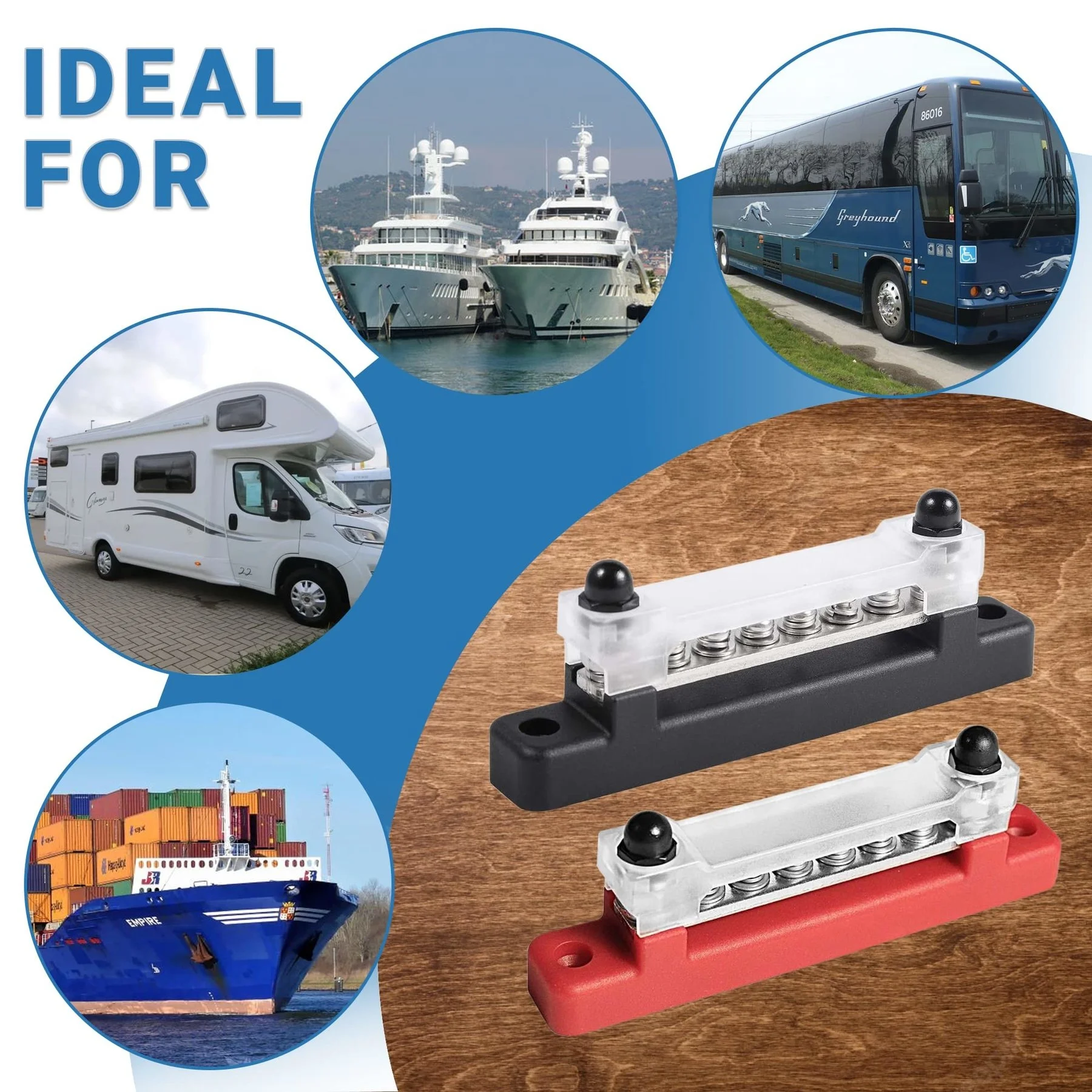 Power Distribution Block CNSPEED Bus Bar Battery 12V M6 Stud Positive Negative Buss Bar for Truck Boat Car Camper