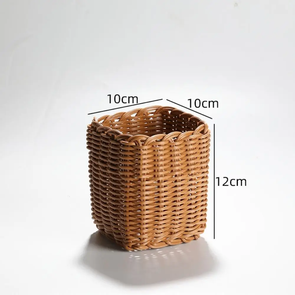 High Quality Rattan Wicker Woven Serving Baskets Handwoven Bread Fruit Vegetables Basket Drain Chopstick Fork Spoon Holder