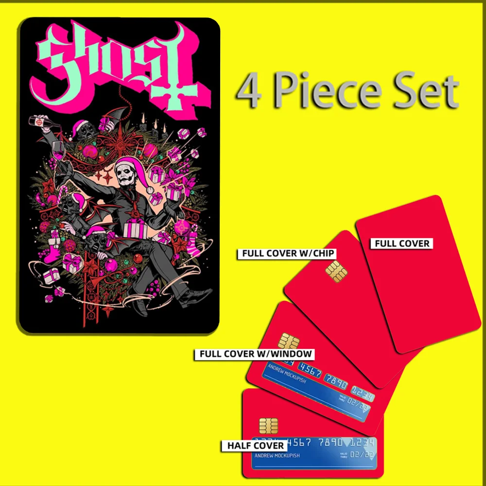 G-Ghost Heavy Metal Band Stickers For Debit Bank Credit Cards Metro Bus Pass Sticker Decoration Cover 4PCS Card Skin