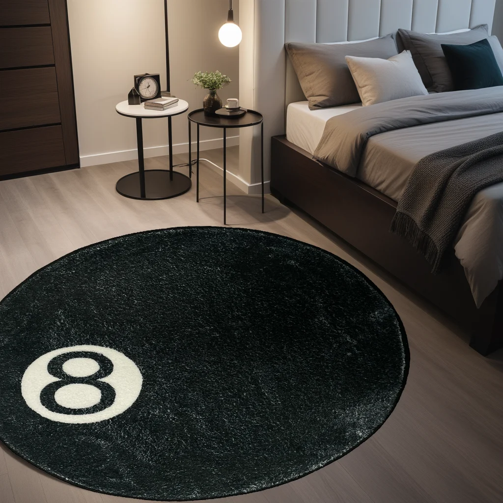 Billiards Challenge Carpet 8-Ball Plush Floor Mat Shaggy Rugs for Game Rooms
