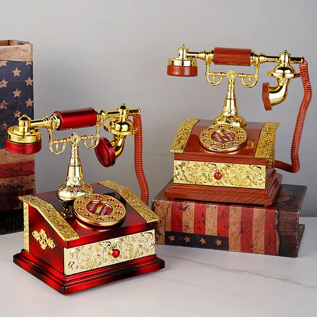 Retro Nosztalgikus Telefonos Vezetékes Fiókos Zenei Doboz Ékszertárolás Kreatív Ruházati Áruház Bár Kávézó Dekoráció Születésnapi Ajándék - Image 3