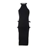 2024 Long Skirt Hot Girl Off Shoulder Solid Cut Out Dress Sexy Sleeveless Crew Neck Split Thigh Bodycon Dress Women's Clothing 4