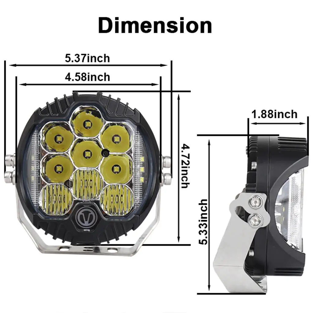 

5-дюймовый, 50 Вт, Φ, желтый, подходит для вождения