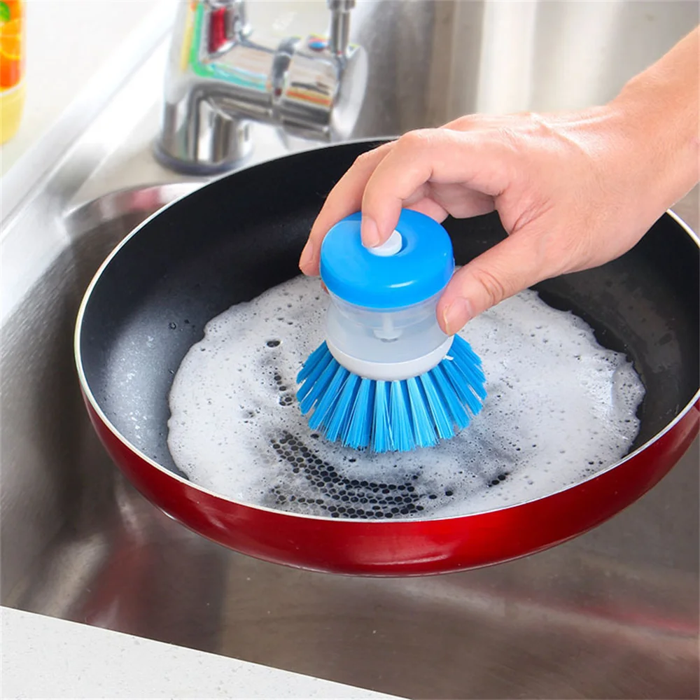 Brosse à vaisselle avec distributeur de liquide Regina, brosses à  casseroles, brosses à vaisselle, outils de livres de cuisine, accessoires,  2 en 1 - AliExpress