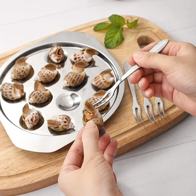 Stainless Steel Snail Grilled Snail Dish Tableware Conch Clip Fork Seafood Eating and Serving Tools