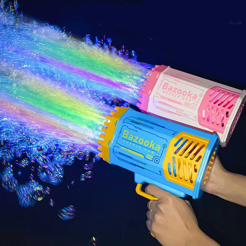 69 Holes Electric Bubble Gun Rocket Soap Bubbles Machine Gun Shape Automatic Blower With Light