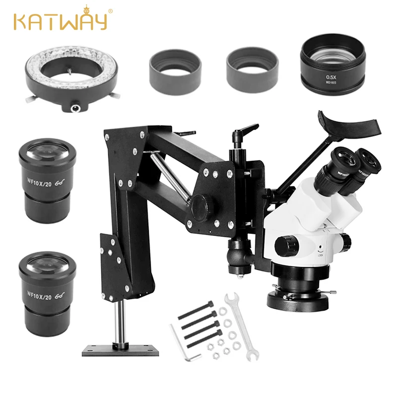 

Kaway HH-MS01A Binocular Stereo Microscope,7X-45X Magnification,10X/20X Eyepieces,Spring Bracket,56-Bulb LED Light