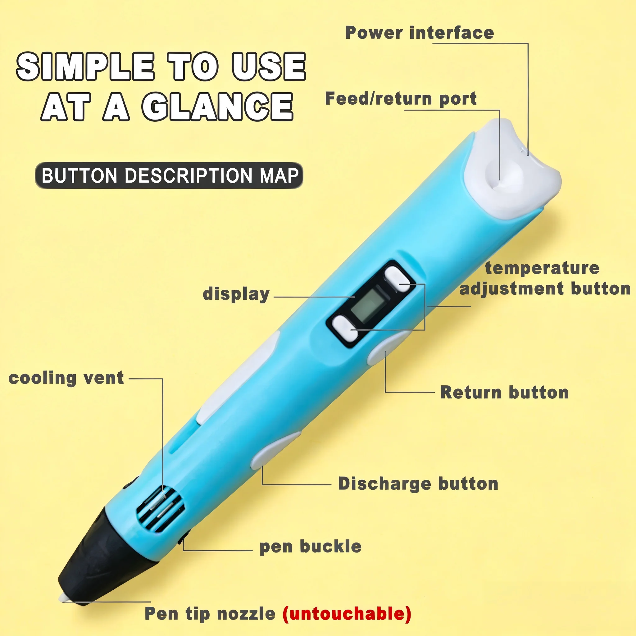 Creative 3D Printing Pen with Safe Filament for DIY Crafts and Artistic Drawing