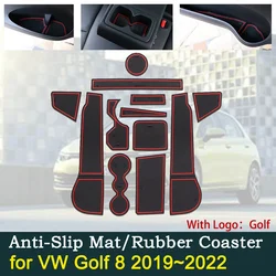 Anti-Slip Dust Gate Mats Cup Groove Pads for VW Volkswagen Golf 8 Mk8 2019 2020 2021 2022 Slot Hole Pad Car Accessories Gadgets