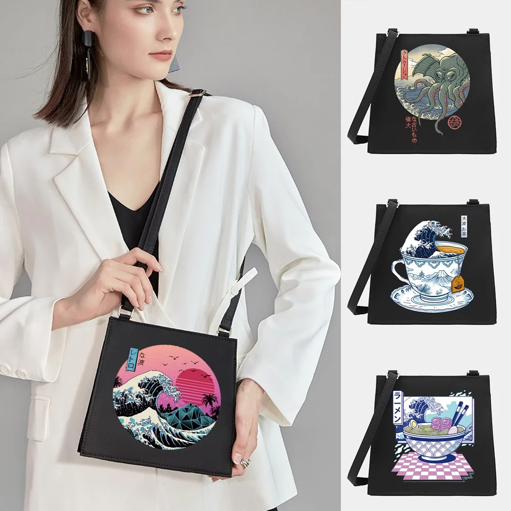 

NewWomen Shoulder Messenger Commute Crossbody Tote Bag Wave Series Pattern Designer Small Square Bags Shopping Purse Handbag