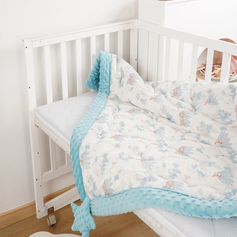 Cotton Blanket Baby Blanket 110x140cm Thick Baby Quilt Soft Cotton Dot Minky Blanket Children Sleeping Quilt