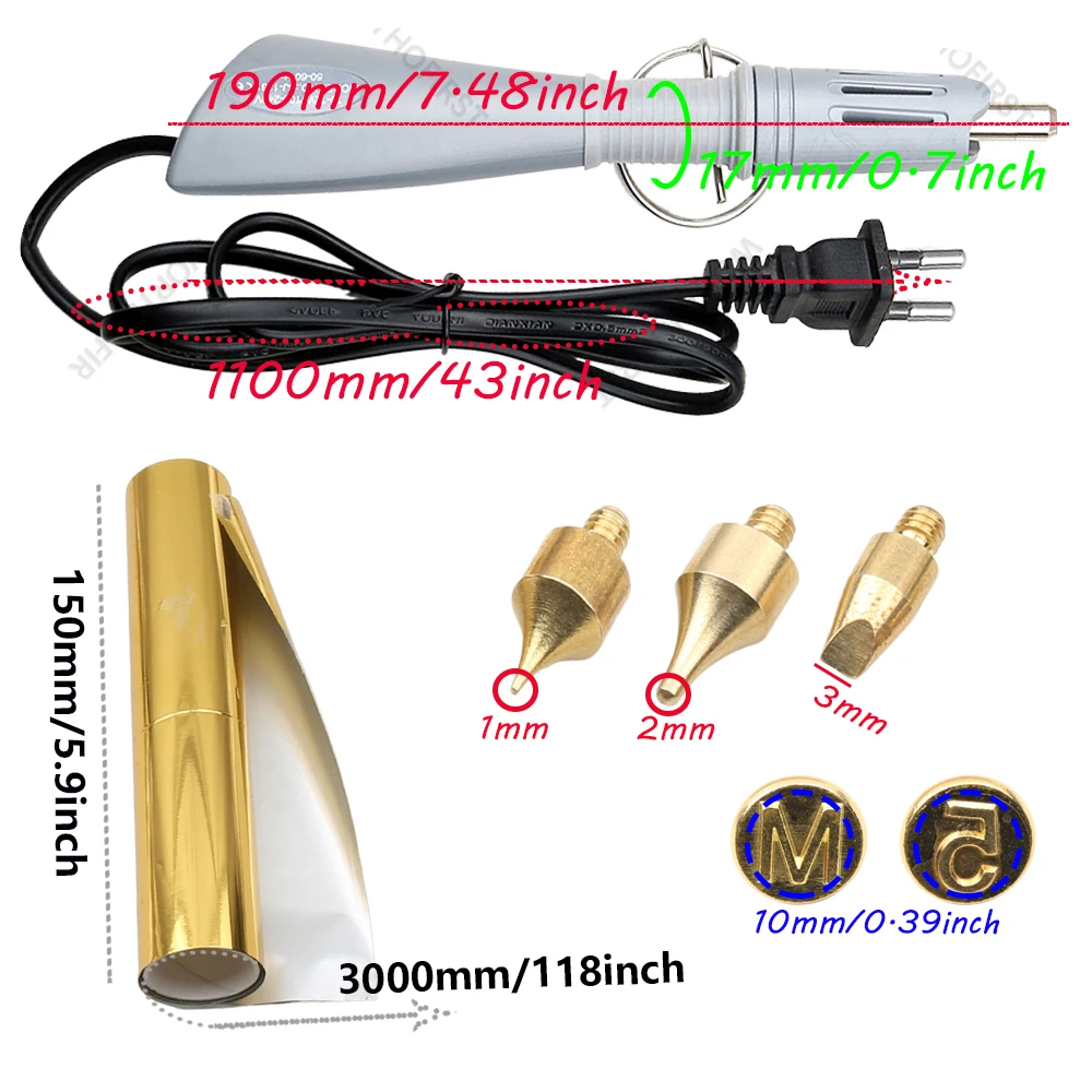 EU Plug Heated Foil Pen Hot Stamping Applicator Kit Painting on Paper DIY Wood Crafts Personal Signature heated foil pen kit