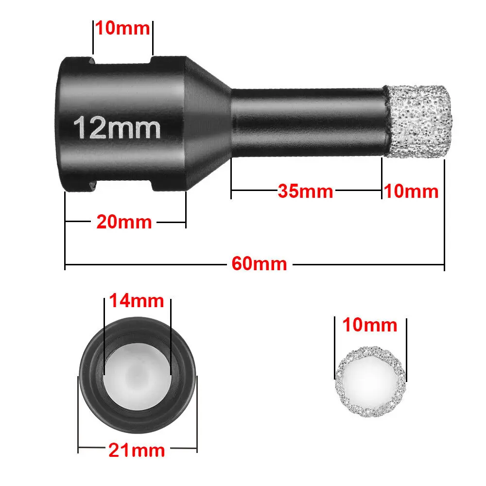 6-68mm 건식 드릴 비트 Procelain 타일 세라믹 대리석 화강암 석재 드릴링 도구에 대한 스레드 드릴링과 진공 브레이징 구멍 톱