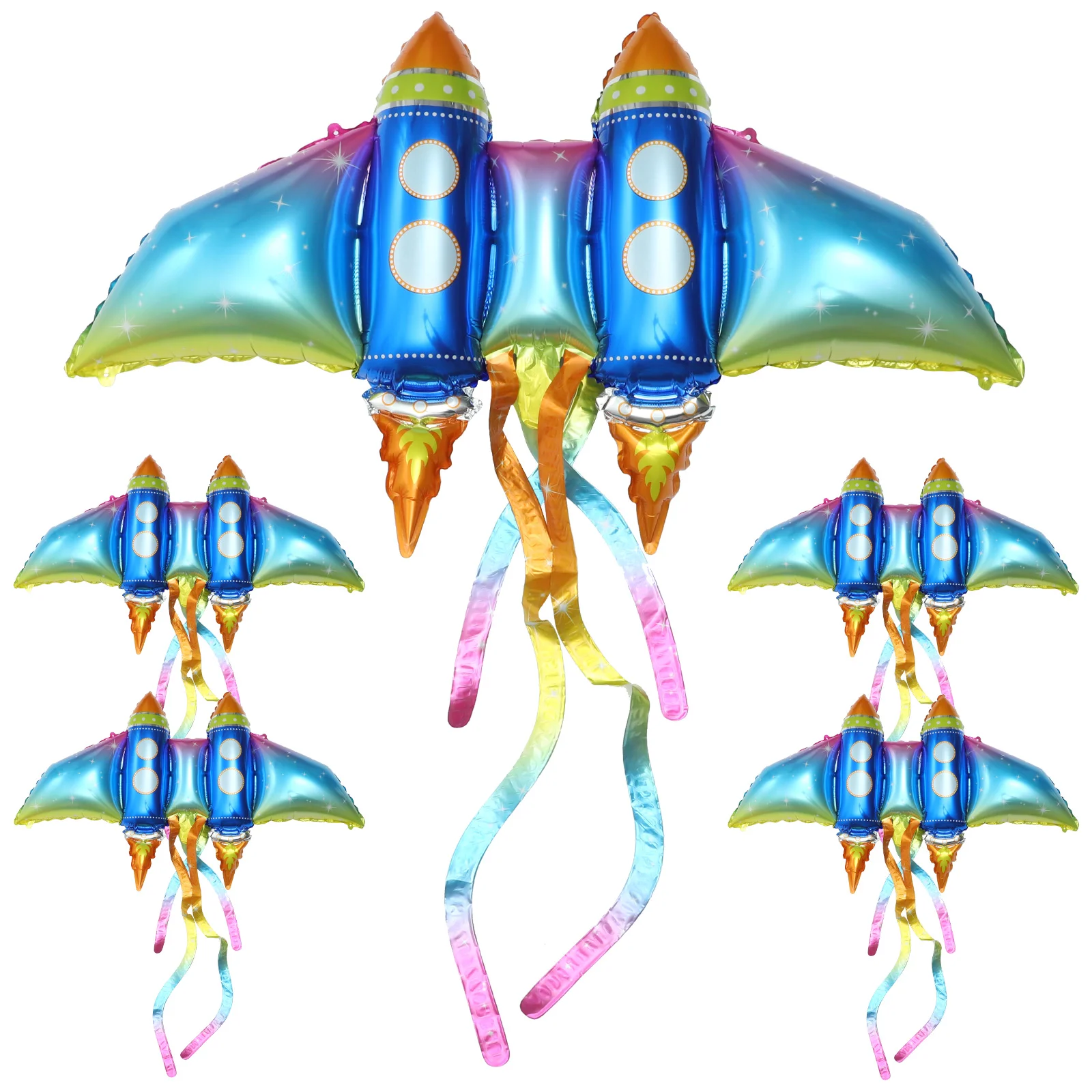 

5 Pcs Balloons Inflatable Costume Cosplay Decor Foil Role Props Wing Aluminum Film Rocket Fairy Shape Men and Women