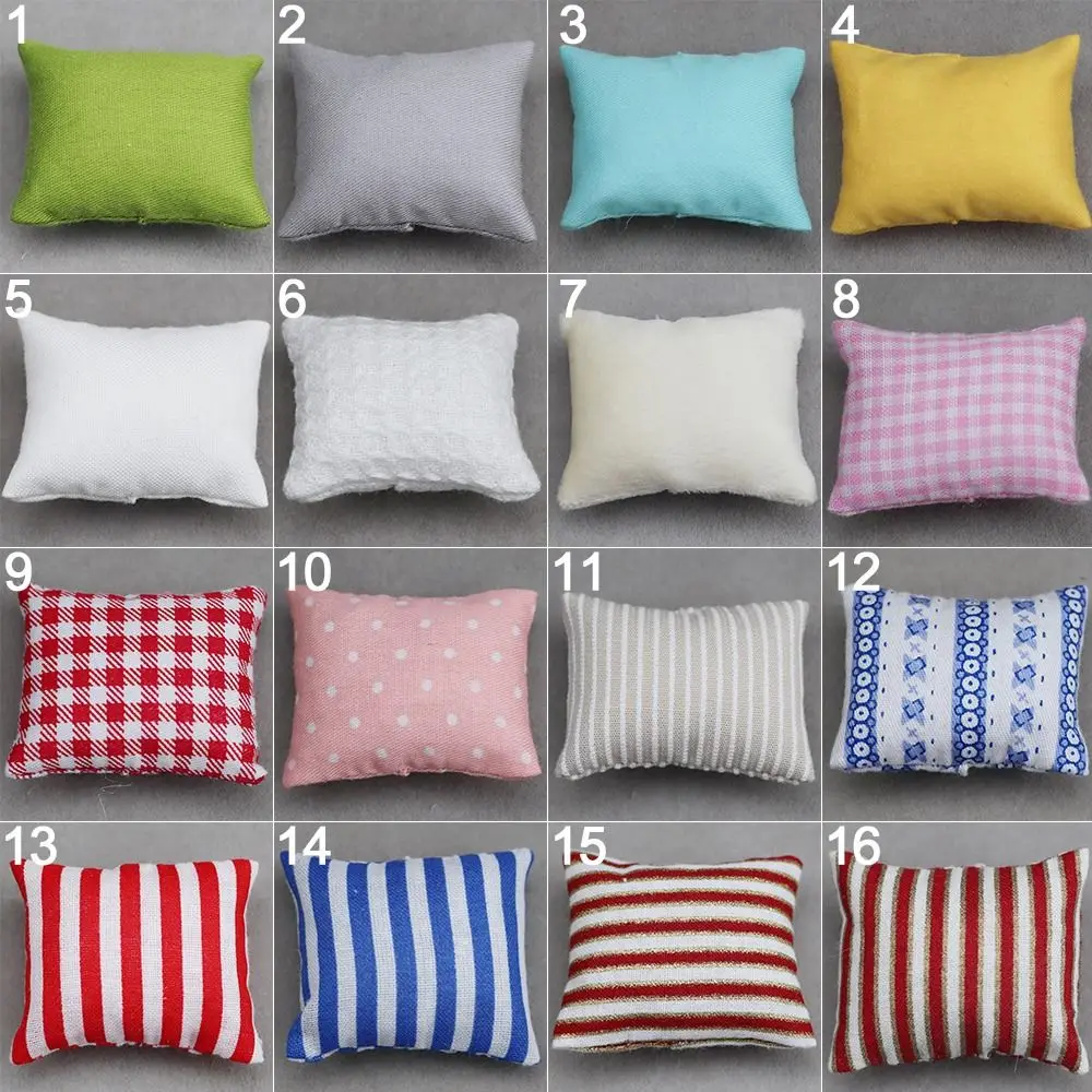 4pcs 1/12 Mini Dollhouse Miniature Wooden Sofa Cushion Pillow Simulation Furniture Model Toys Doll House Decoration Baby Gift 5