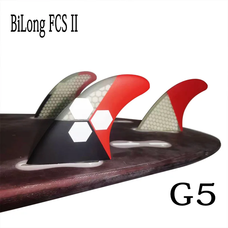 Surfboard Fins 3PCS Set BiLong FCS II G3 G5 G7 Thruster Fiberglass Honeycomb S-M-L Size