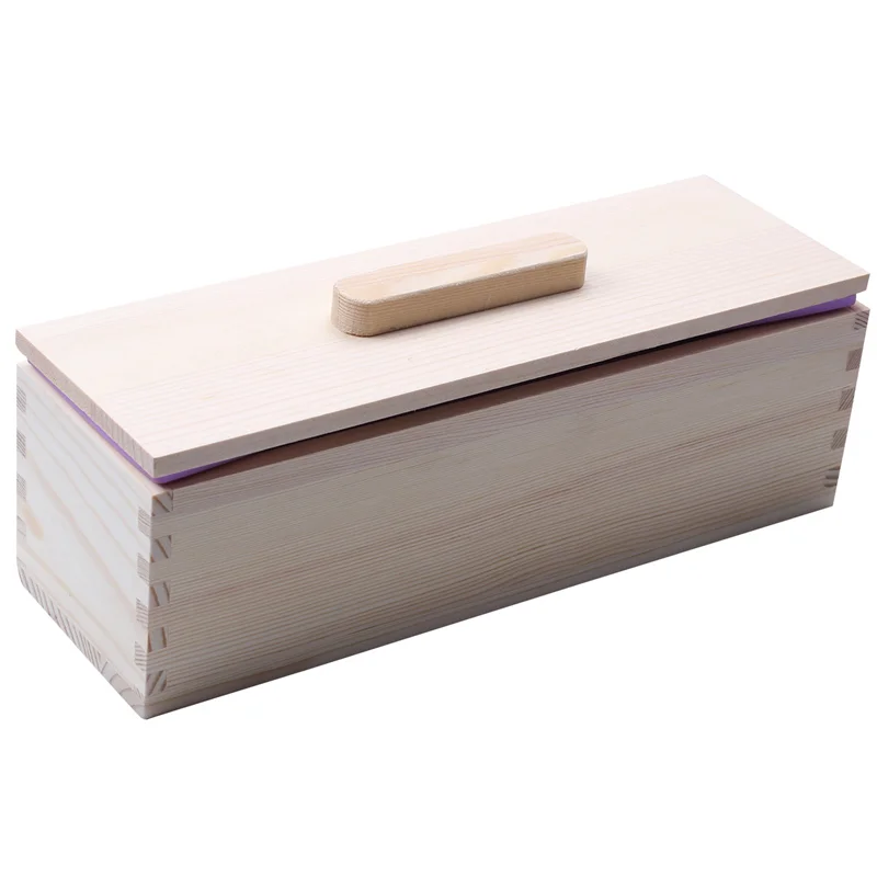 Y51A-3X Rectangular Wooden Soap Mold With Silicone Liner Cover Loaf Soap Mold Tool DIY Soap Candle Mold 1200G Mold