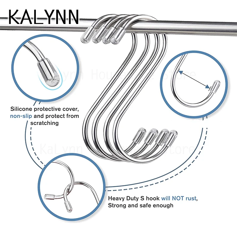 Pack S Shaped Hooks Stainless Steel Metal Hangers 1-20 multi purpose hooks metal hook