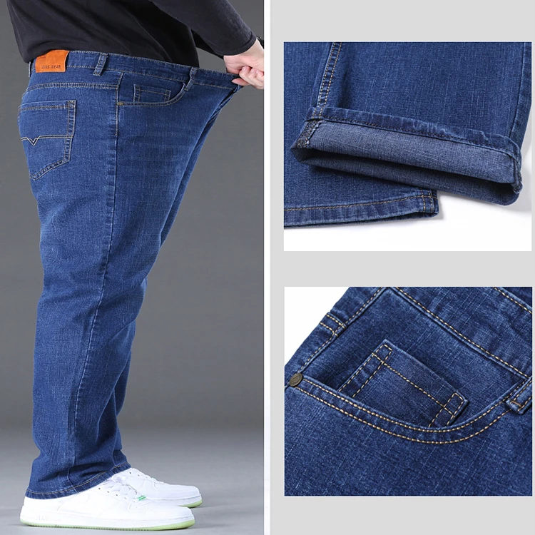 Man Jeans Big Size High Stretch Denim Fabric Large Size Pants for Fat People 45-150kg Jeans Hombre Wide Leg Jeans Pantalon Homme 3