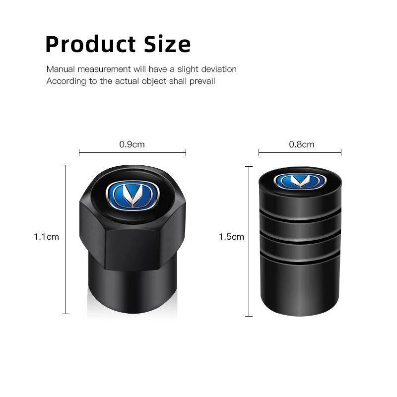 Tire Valve Caps 4Pcs Metal Tyre Air Stems Cover Changan UNI-K CS35 CX70 CS85 CS55 CS75 CS15 F70 Alsvin UNI-T Hunter EADO