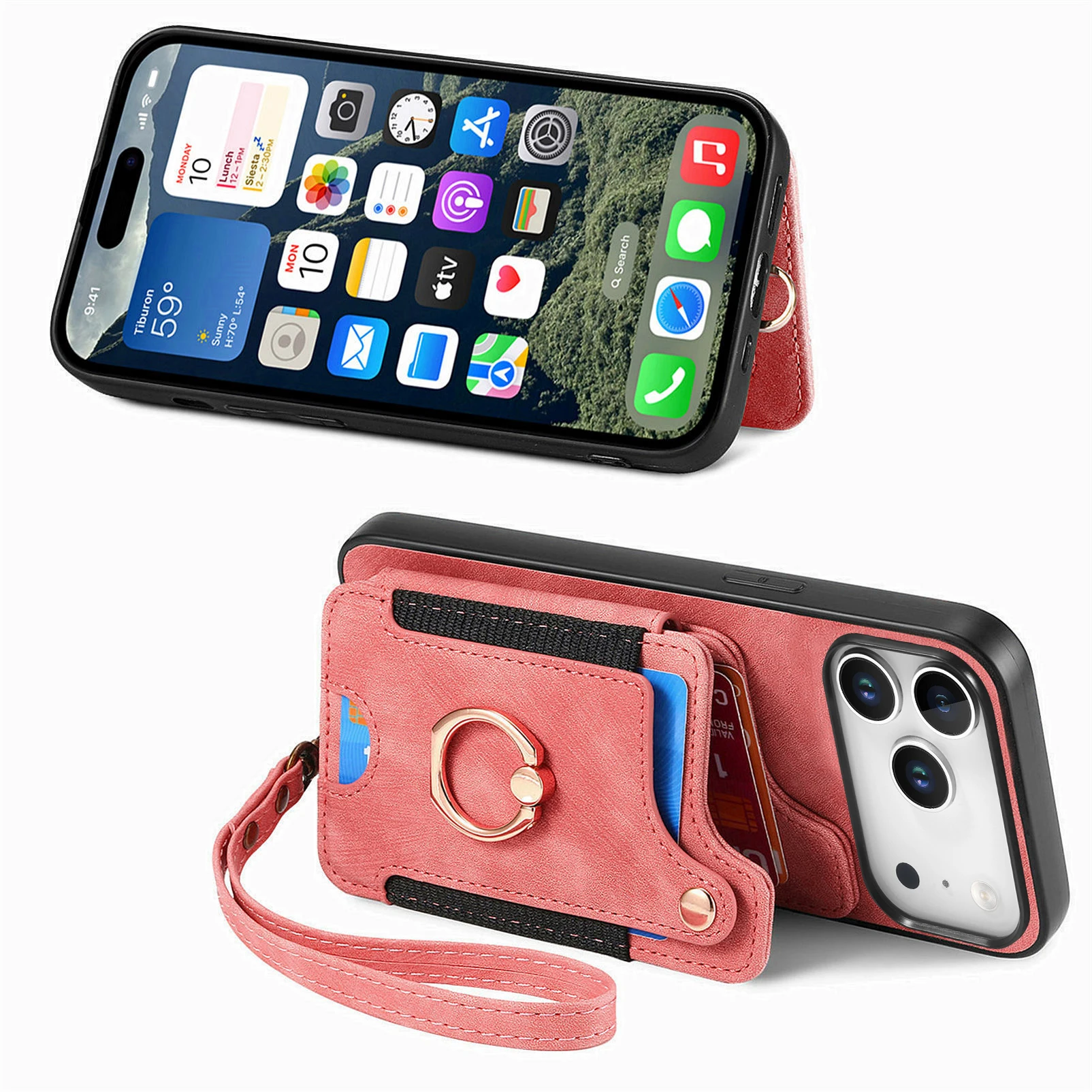 RFID Magnetic Wallet Ring Holder Card Solt Leather Case For iPhone 17 Pro Max 16 15 Plus 14 13 12 11 17Air 16E Bag Stand Cover