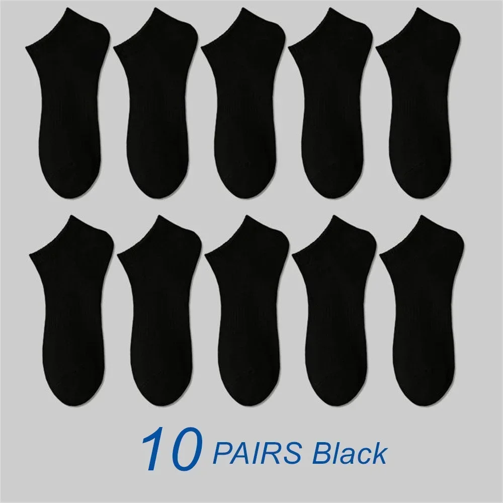 Premium Cotton Unisex Ankle Socks - Classic Black & White, High-Quality Summer/Autumn Collection (10 Pairs)
