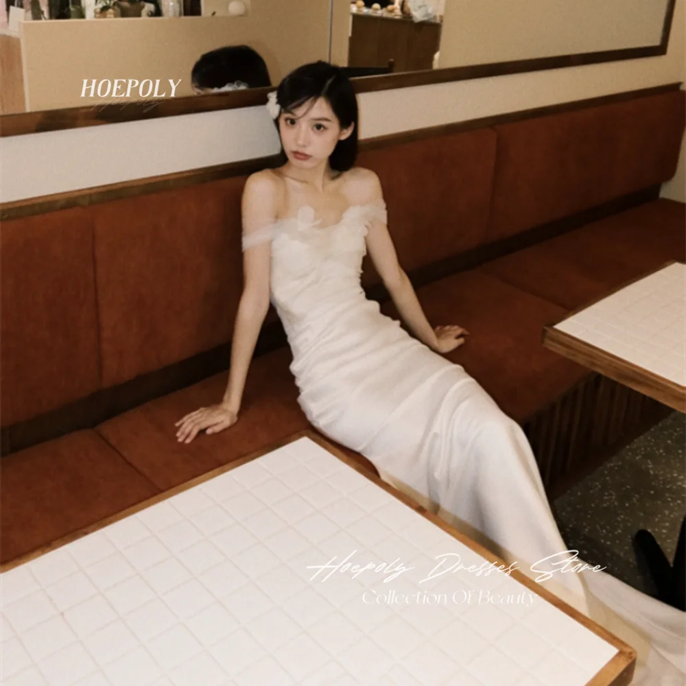 

Hoepoly 예복 Off the Shoulder Mermaid Flowers Simple Fashion Prom Dress For Party Summer Floor Length Classy Evening Gowns