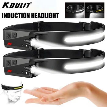 LED COB 센서 헤드램프, USB 충전식 헤드 손전등, 내장 배터리 헤드라이트, 야외 캠핑 낚시 검색 헤드 토치