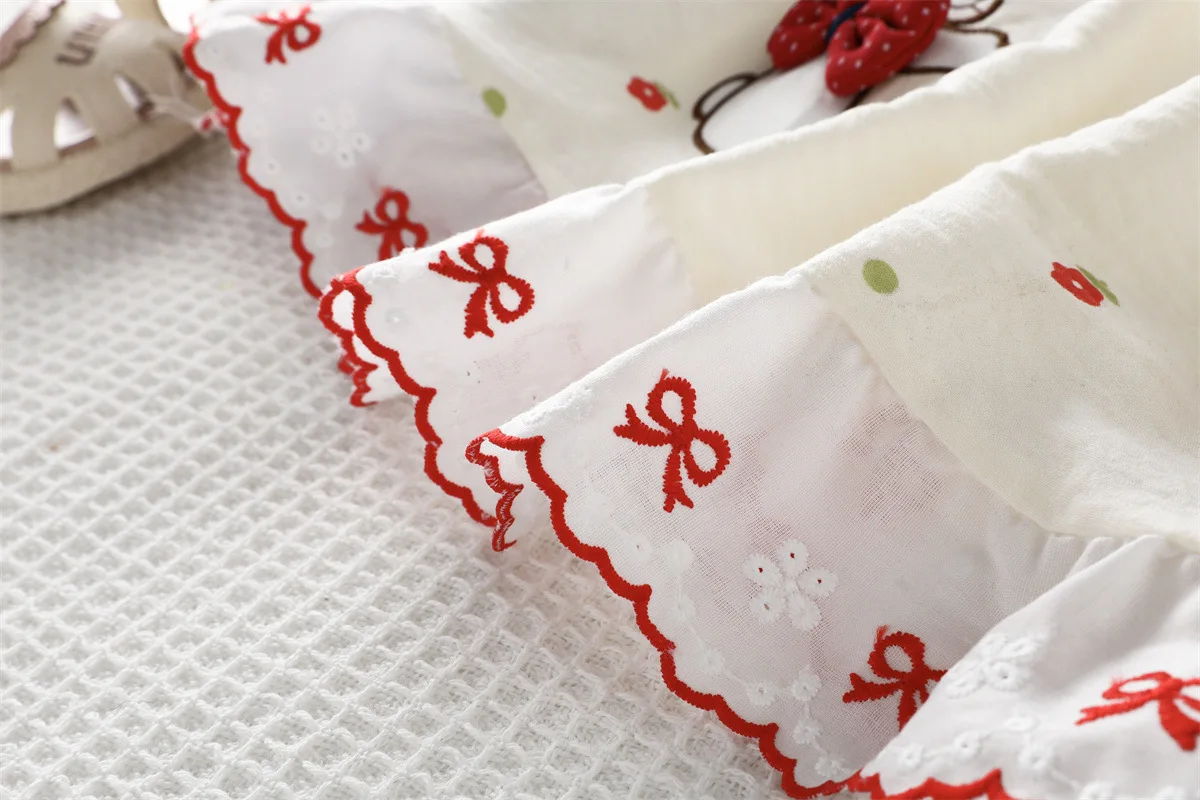 Sommerkleid für Kinder mit Niedlicher Hasen-Stickerei, 0-5 Jahre, Mädchen Flatterärmel A-Linien-Kleid, Lässige Weiche Kinderkleidung mit Polka-Dot-Druck – Detail 8