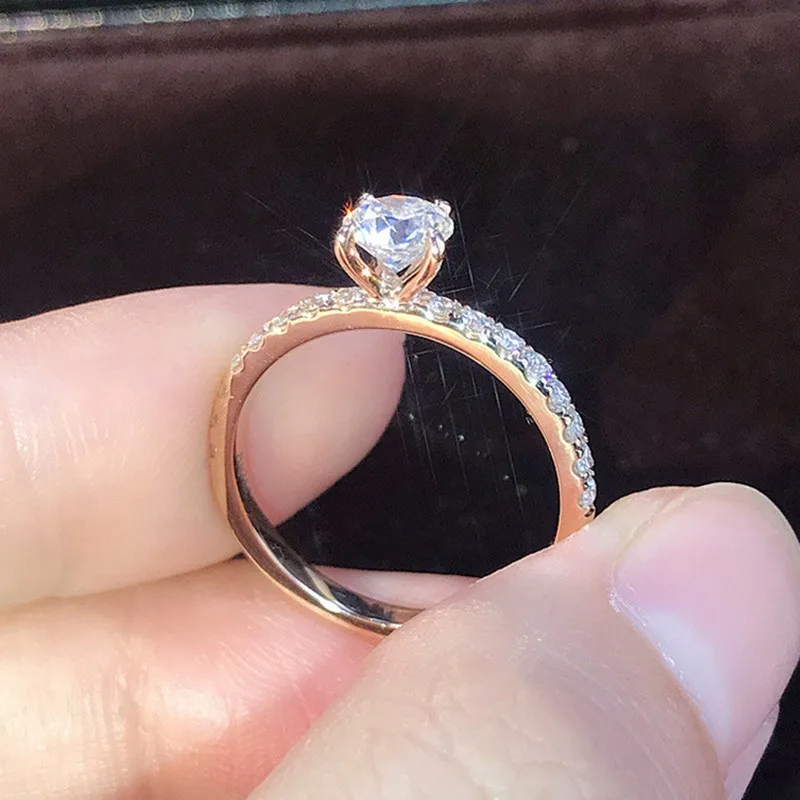 Wedding Rings Engagement Rings 6mm Round Cut CZ Solitaire Ring For Women Size 5-11
