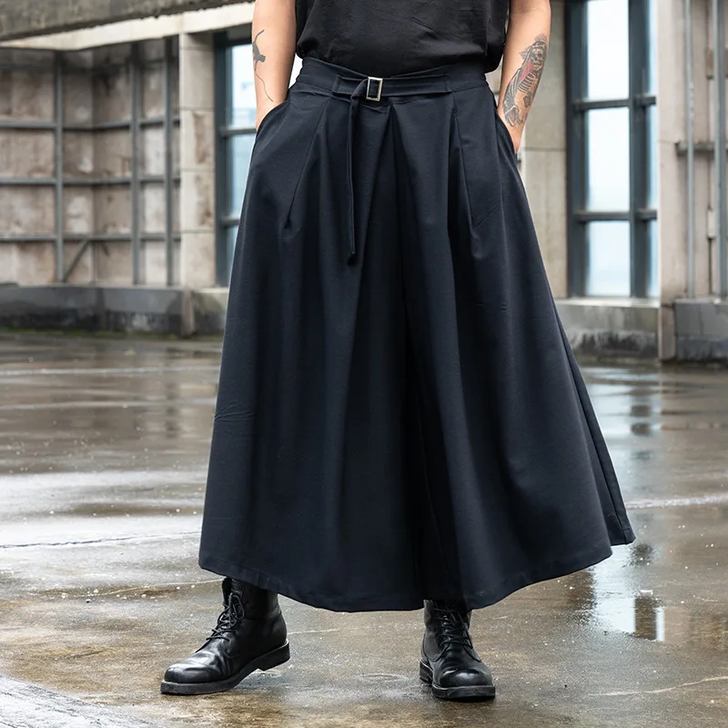 New Men's Nine Point Wide Leg Casual A Line Loose Culottes
