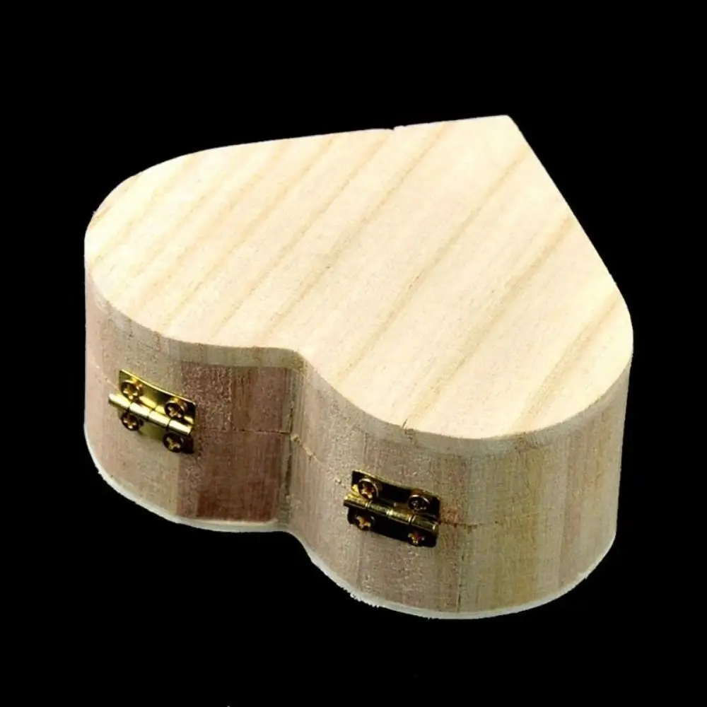 Retro Wood Wood Storage Box Heart Shape Orginal Gift Wrapping Box Wood Box 2