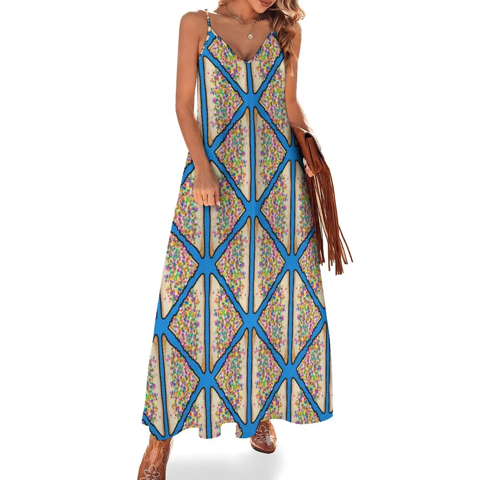 

Fairy Bread in Blue, Aussie Art Deco Sleeveless Dress evening dress women's summer jumpsuit dress for women 2024